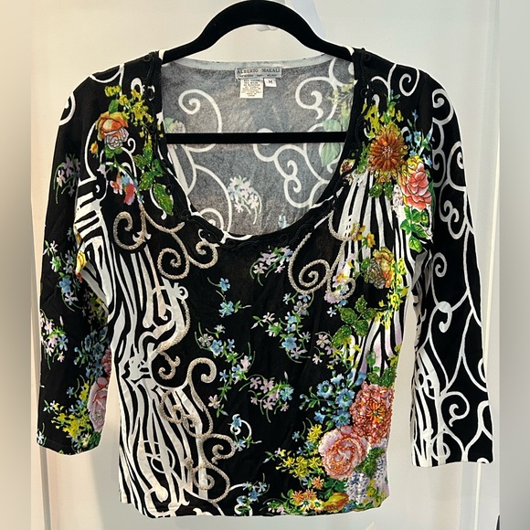 NEW PRICE!!! Beautiful multicolor, Alberto Malaki scoopneck sweater. - Picture 1 of 2